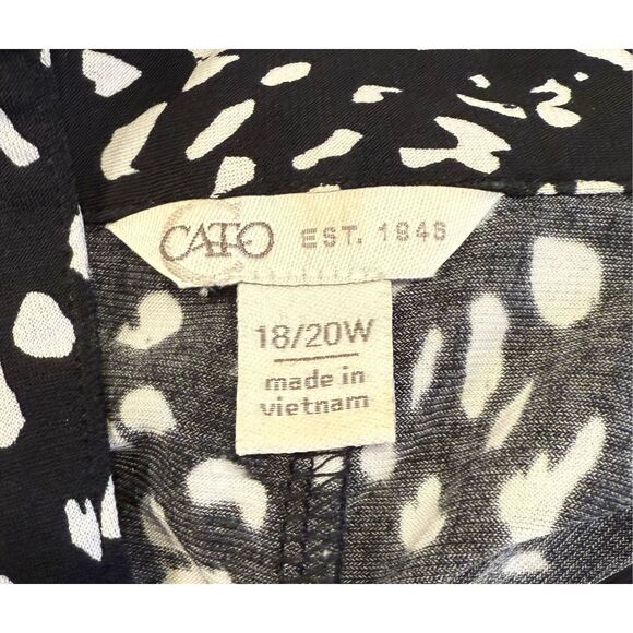 Cato Est 1948 Long Blouse Tunic Front Self Tie Sz. 18/29W Black/White - Picture 6 of 8